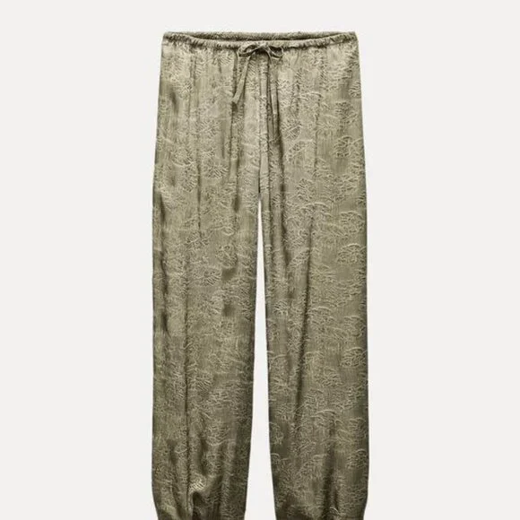 Zara ZW COLLECTION TIED JACQUARD PANTS - Picture 3 of 7